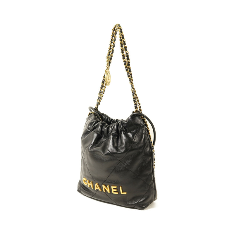 CHANEL 牛皮皮革Mini C22金扣鏈帶肩背袋-2