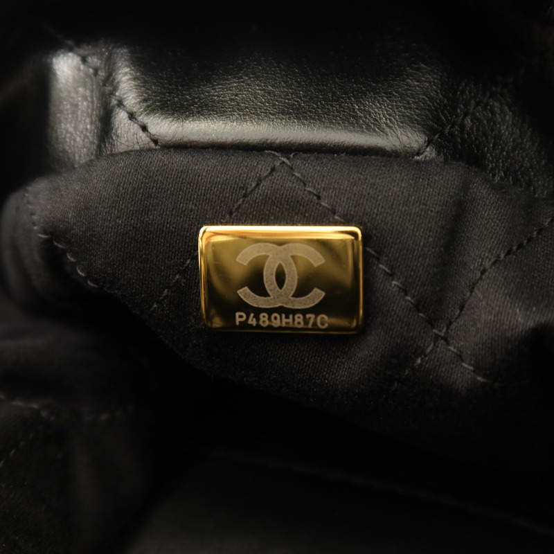 CHANEL 牛皮皮革Mini C22金扣鏈帶肩背袋-6