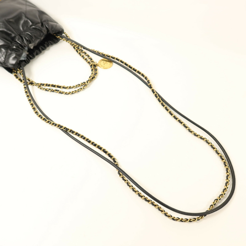 CHANEL 牛皮皮革Mini C22金扣鏈帶肩背袋-7