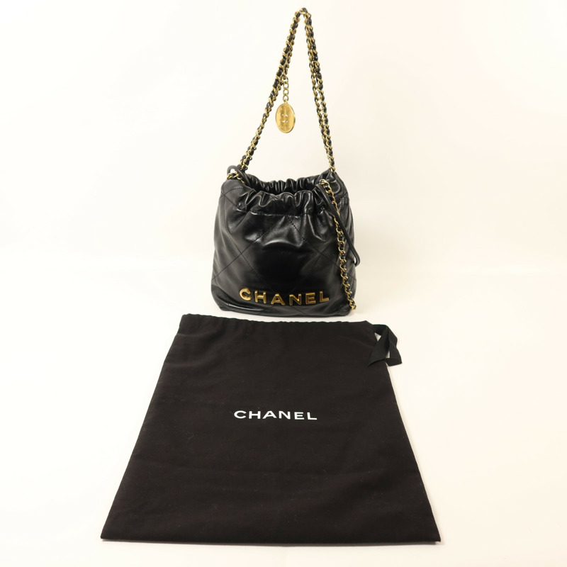 CHANEL 牛皮皮革Mini C22金扣鏈帶肩背袋-8