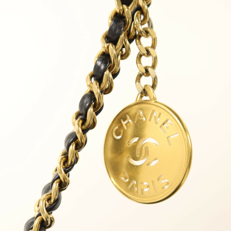 CHANEL 牛皮皮革Mini C22金扣鏈帶肩背袋-9