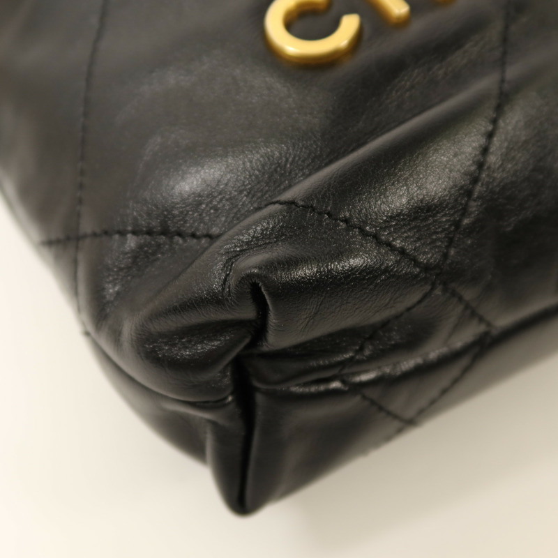 CHANEL 牛皮皮革Mini C22金扣鏈帶肩背袋-10