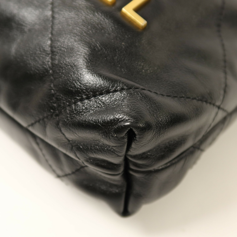 CHANEL 牛皮皮革Mini C22金扣鏈帶肩背袋-11