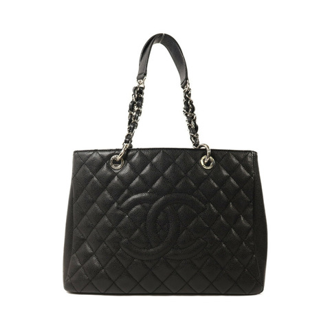 CHANEL 牛皮皮革GST Grand Shopping Tote Bag銀扣鏈帶肩背袋