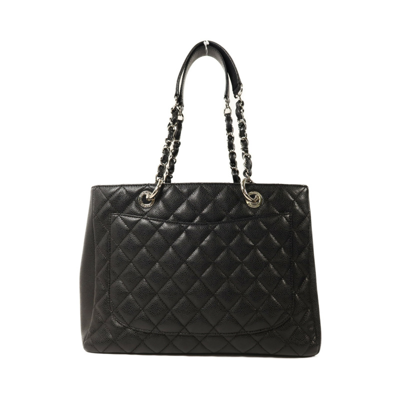 CHANEL 牛皮皮革GST Grand Shopping Tote Bag銀扣鏈帶肩背袋-1
