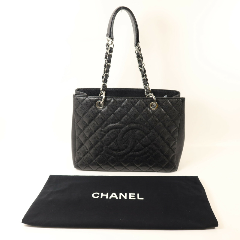 CHANEL 牛皮皮革GST Grand Shopping Tote Bag銀扣鏈帶肩背袋-8