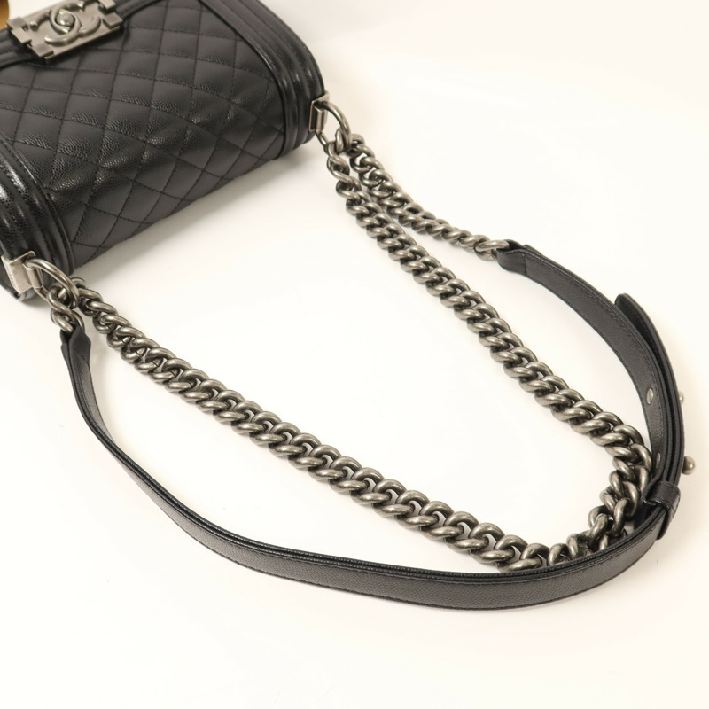 CHANEL 牛皮皮革Boy 20銀扣鏈帶肩背袋-7