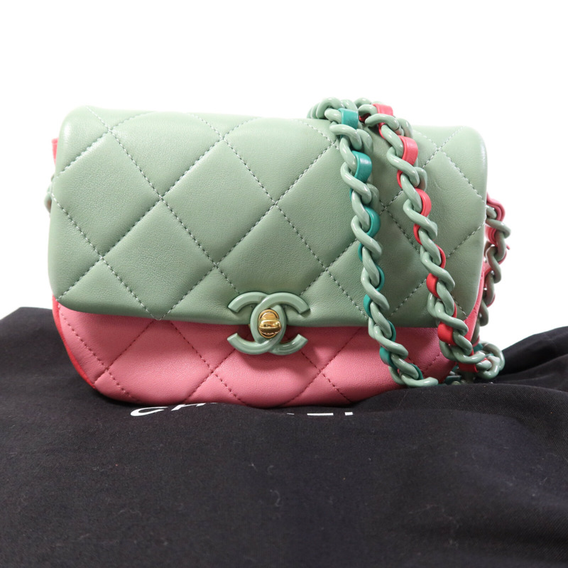 CHANEL 羊皮皮革Colourblock Mini Bag肩背袋-14