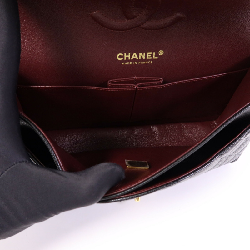 CHANEL 牛皮皮革Classic 25金扣鏈帶肩背袋-13