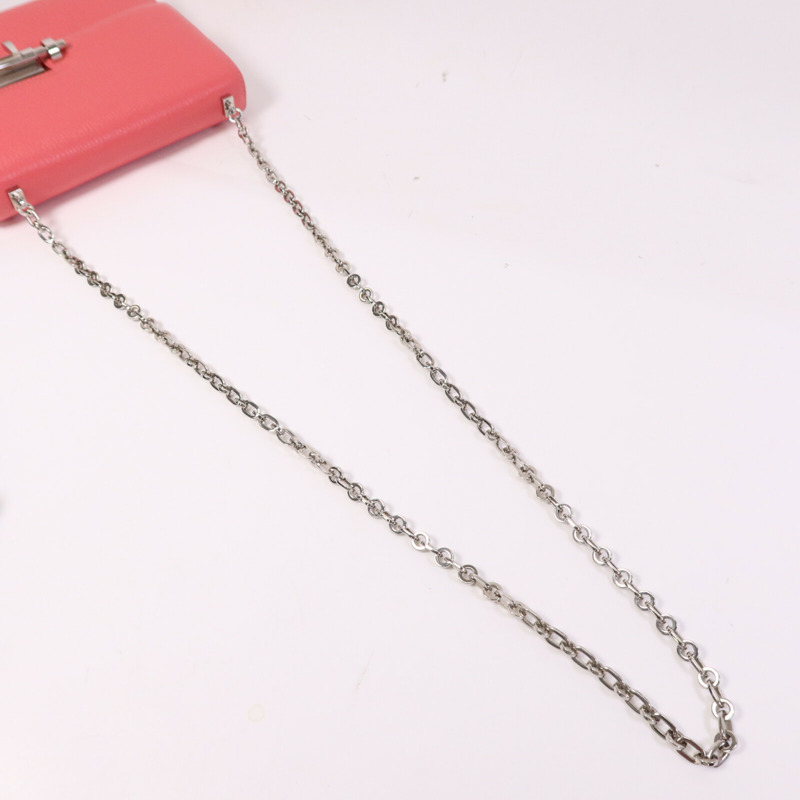 HERMES Chevre皮革Mini Verrou銀扣鏈帶肩背袋Rose Azalee-8