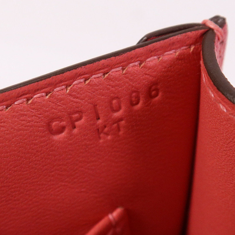 HERMES Chevre皮革Mini Verrou銀扣鏈帶肩背袋Rose Azalee-13