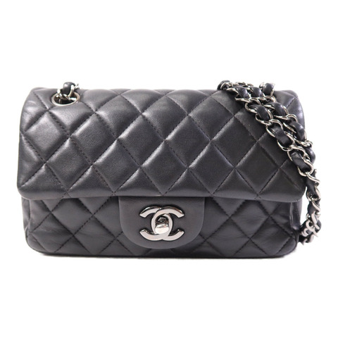 CHANEL 羊皮皮革Mini Classic 20銀扣鏈帶肩背袋