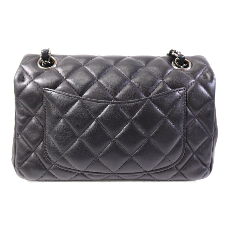 CHANEL 羊皮皮革Mini Classic 20銀扣鏈帶肩背袋-1