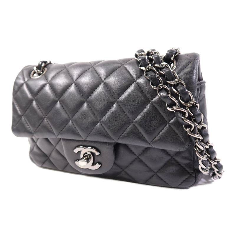 CHANEL 羊皮皮革Mini Classic 20銀扣鏈帶肩背袋-2