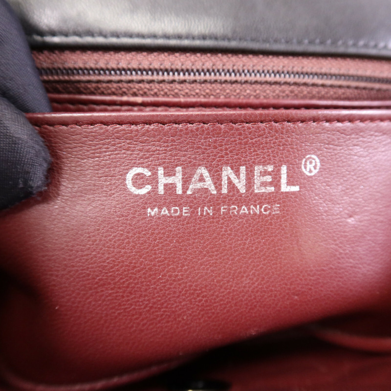 CHANEL 羊皮皮革Mini Classic 20銀扣鏈帶肩背袋-12