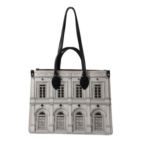 LOUIS VUITTON Monogram/牛皮皮革On The Go MM Fornasetti Capsule金扣手挽肩背兩用袋