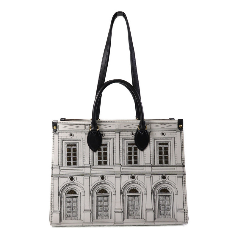 LOUIS VUITTON Monogram/牛皮皮革On The Go MM Fornasetti Capsule金扣手挽肩背兩用袋-1