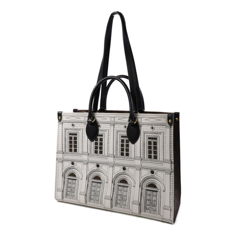 LOUIS VUITTON Monogram/牛皮皮革On The Go MM Fornasetti Capsule金扣手挽肩背兩用袋-2