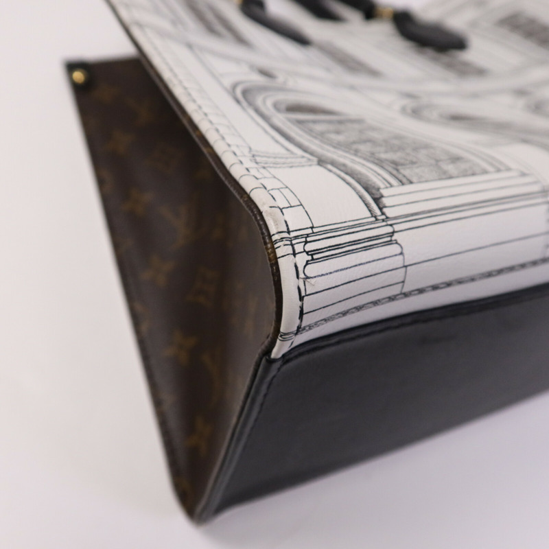 LOUIS VUITTON Monogram/牛皮皮革On The Go MM Fornasetti Capsule金扣手挽肩背兩用袋-5