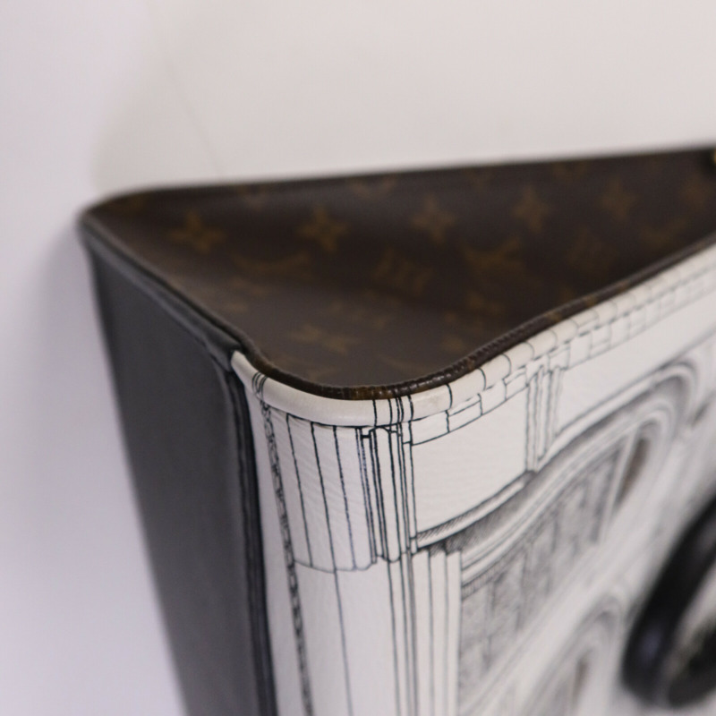LOUIS VUITTON Monogram/牛皮皮革On The Go MM Fornasetti Capsule金扣手挽肩背兩用袋-7
