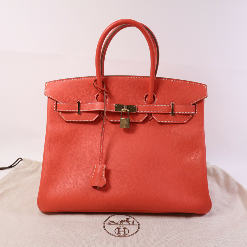 HERMES Epsom皮革Birkin 35金扣手挽袋Rose Juipur-13