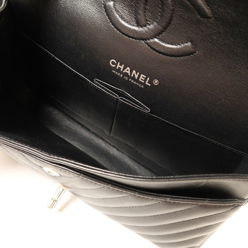 CHANEL 羊皮皮革Classic 25銀扣鏈帶肩背袋-4