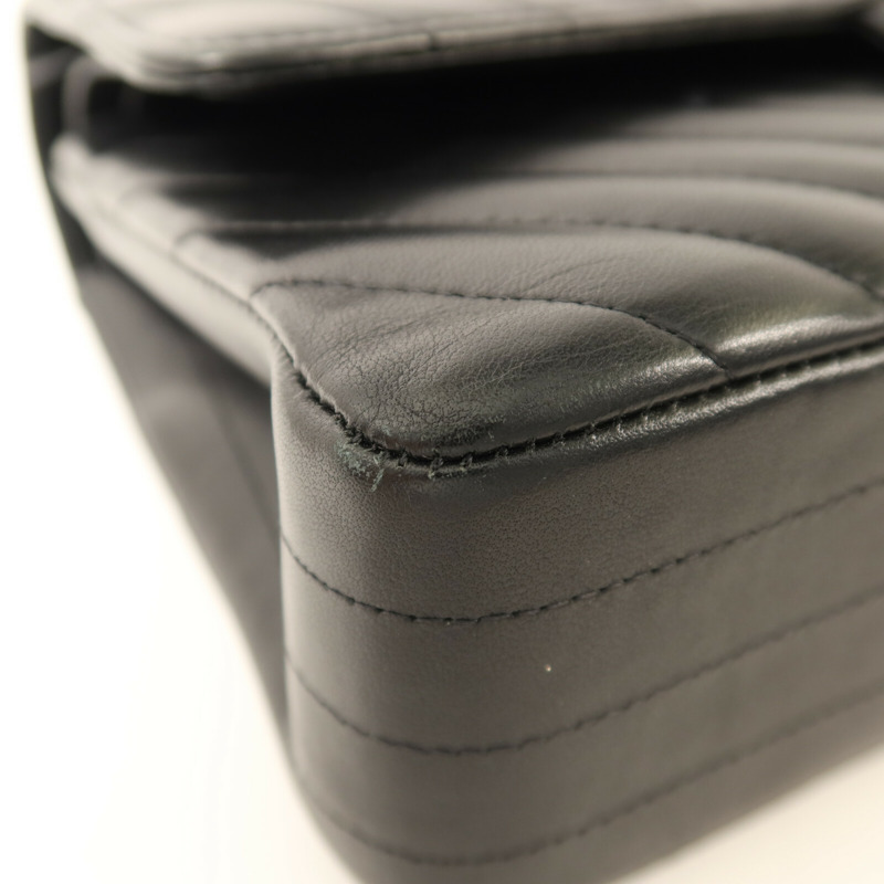 CHANEL 羊皮皮革Classic 25銀扣鏈帶肩背袋-10