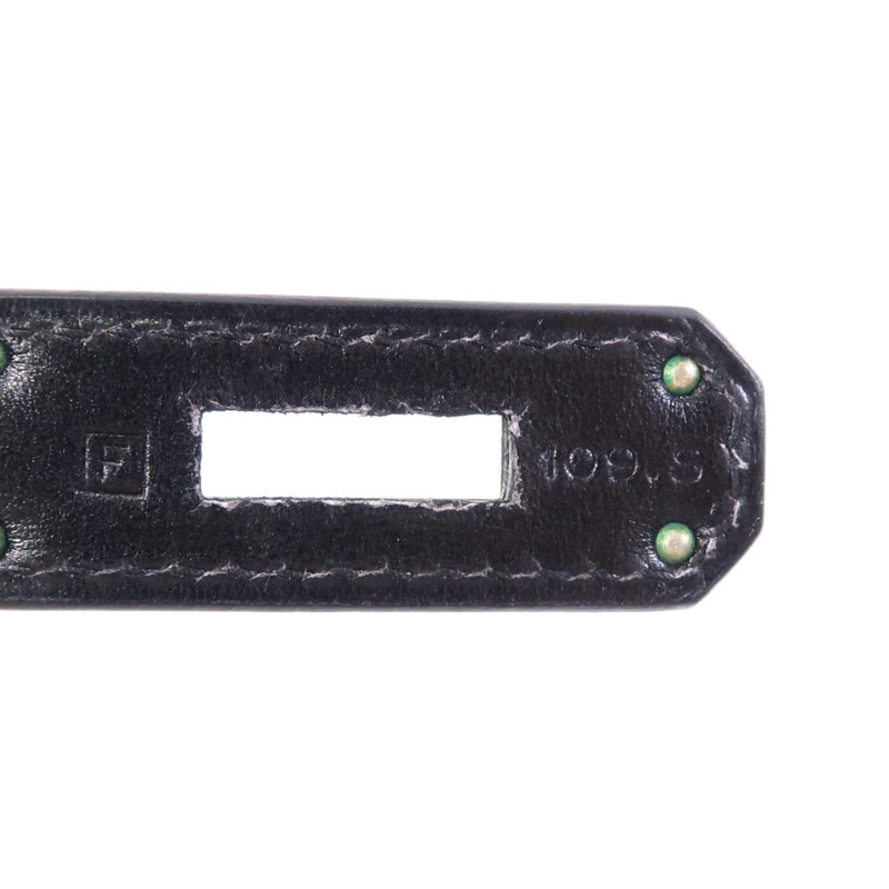 HERMES Box Calf皮革Kelly 32銀扣手挽肩背兩用袋Noir-13