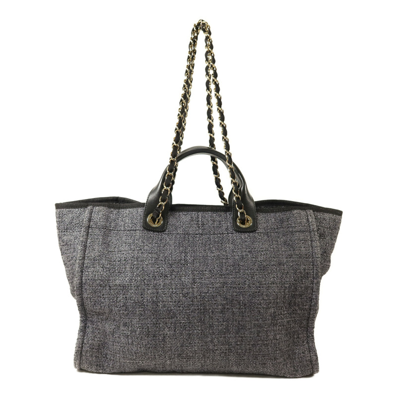 CHANEL 帆布Large Shopping Bag金扣鏈帶手挽肩背兩用袋-1