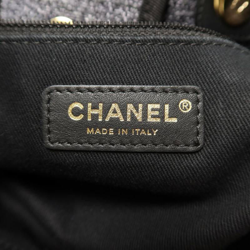CHANEL 帆布Large Shopping Bag金扣鏈帶手挽肩背兩用袋-5