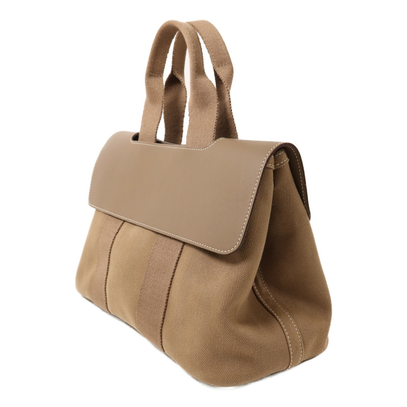 HERMES 帆布Valparaiso PM銀扣手挽袋Etoupe-2