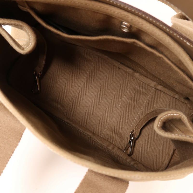 HERMES 帆布Valparaiso PM銀扣手挽袋Etoupe-5