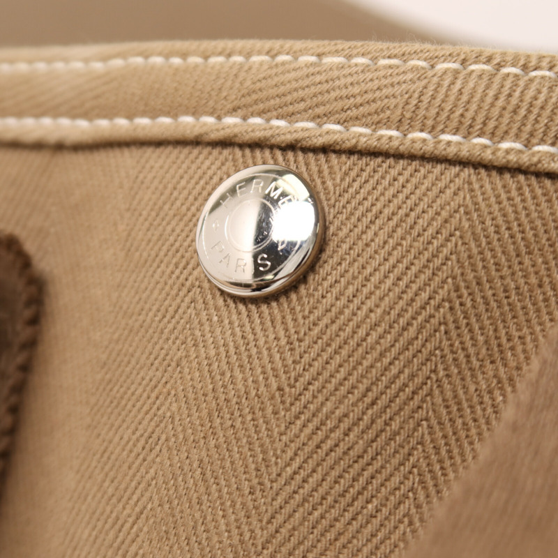 HERMES 帆布Valparaiso PM銀扣手挽袋Etoupe-8