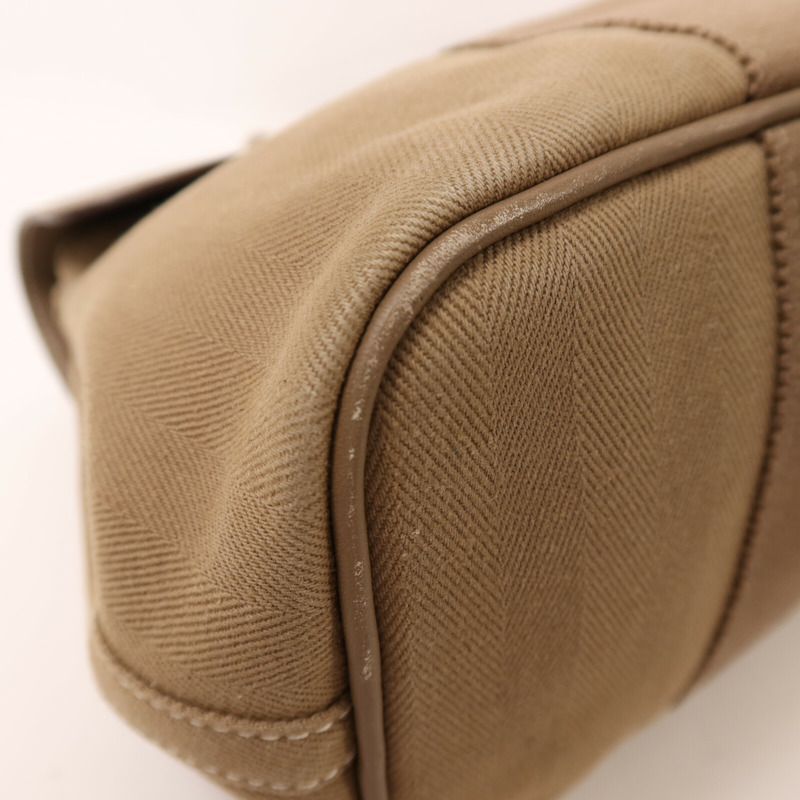 HERMES 帆布Valparaiso PM銀扣手挽袋Etoupe-12