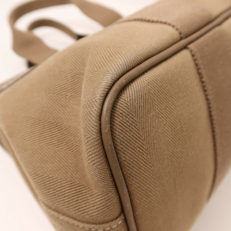 HERMES 帆布Valparaiso PM銀扣手挽袋Etoupe-14