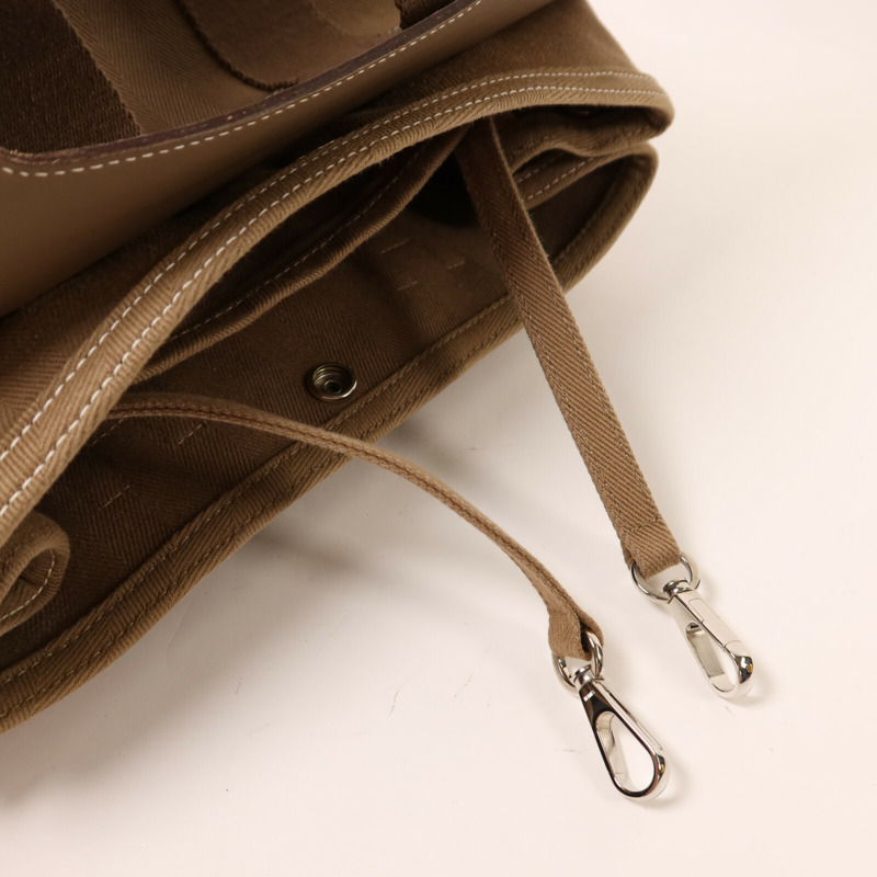 HERMES 帆布Valparaiso PM銀扣手挽袋Etoupe-16