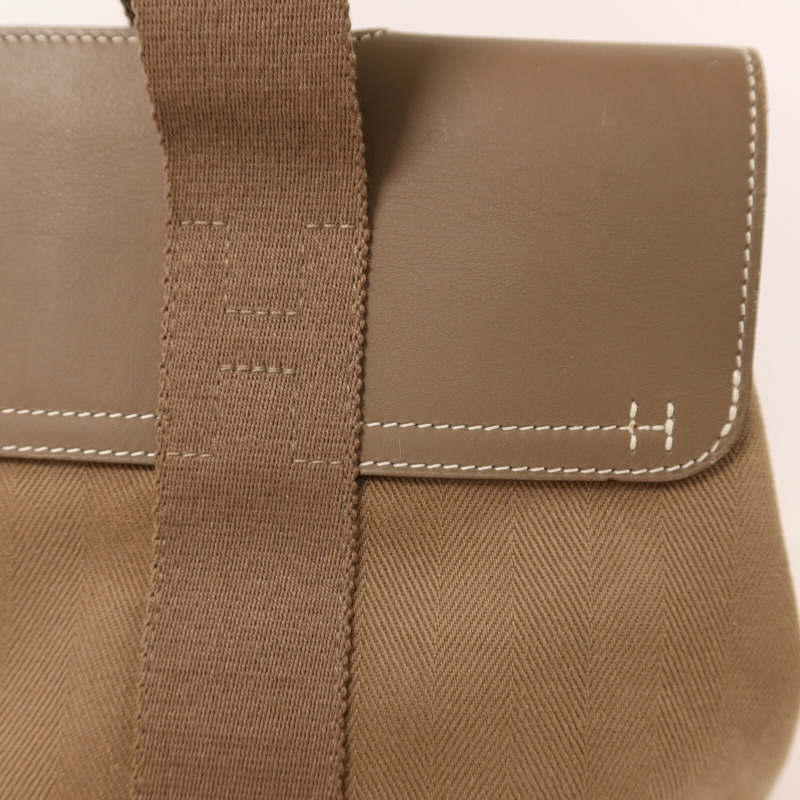 HERMES 帆布Valparaiso PM銀扣手挽袋Etoupe-18