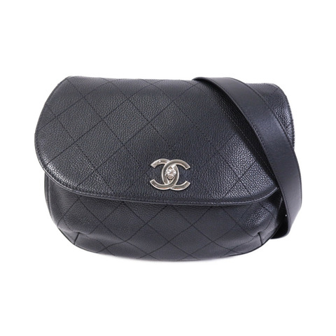 CHANEL 牛皮皮革Shoulder Bag銀扣鏈帶肩背袋
