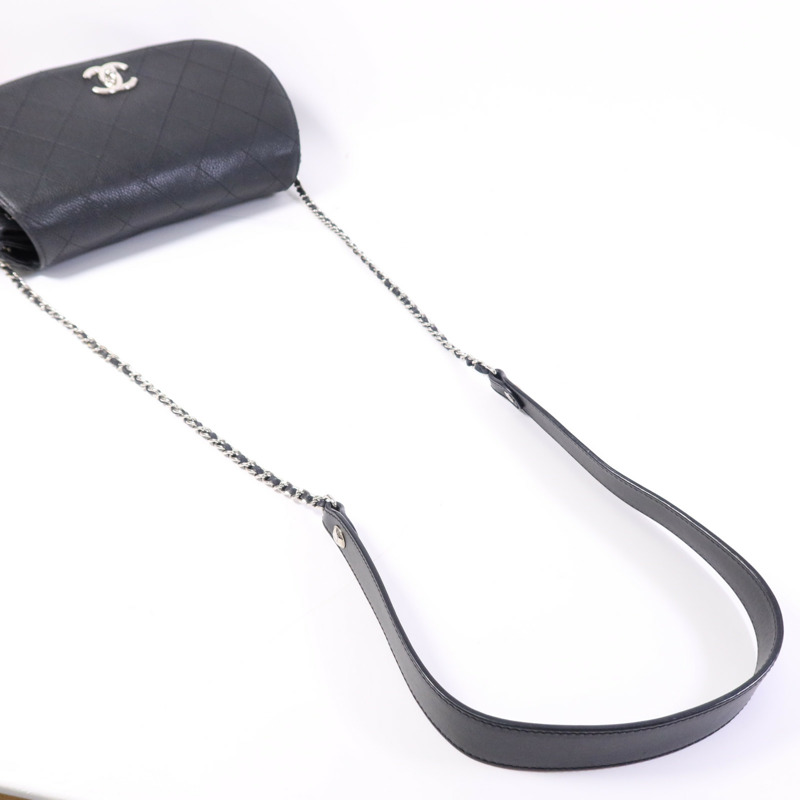 CHANEL 牛皮皮革Shoulder Bag銀扣鏈帶肩背袋-8
