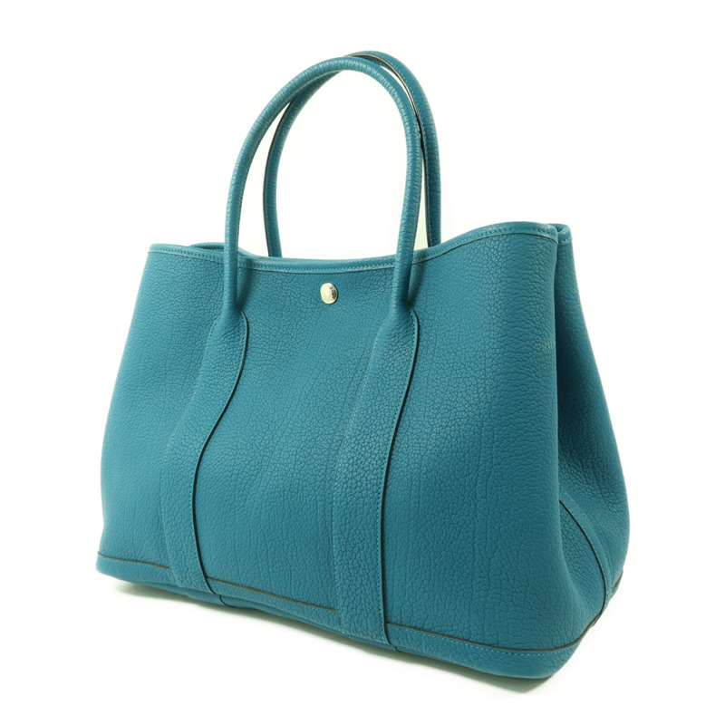 HERMES Negonda皮革Garden Party PM銀扣手挽袋Bleu Izmir-2