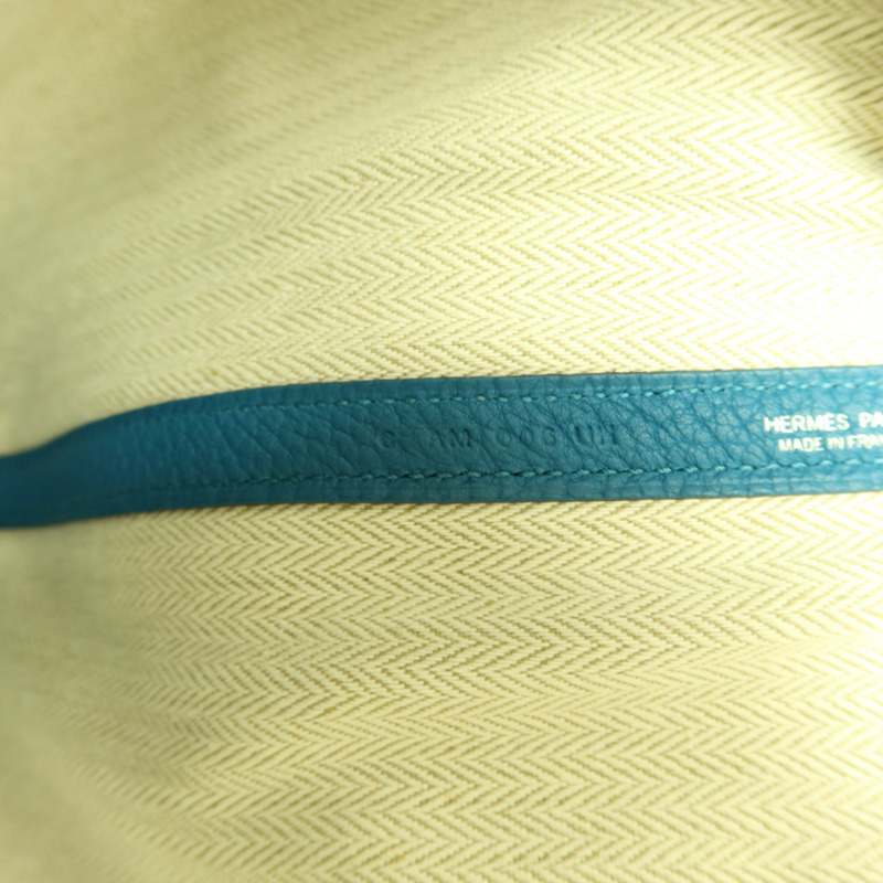 HERMES Negonda皮革Garden Party PM銀扣手挽袋Bleu Izmir-7