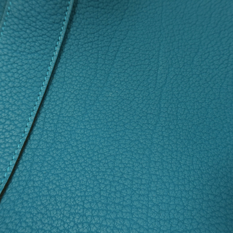 HERMES Negonda皮革Garden Party PM銀扣手挽袋Bleu Izmir-13