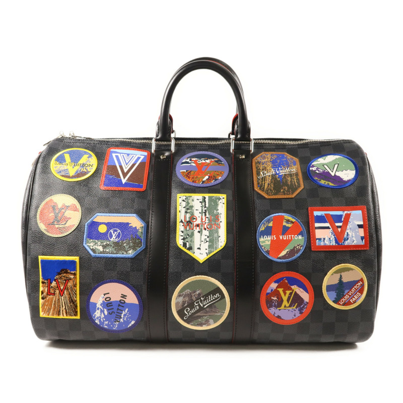 LOUIS VUITTON Damier Graphite Alps Keepall Bandouliere 45銀扣手挽肩背兩用袋-1