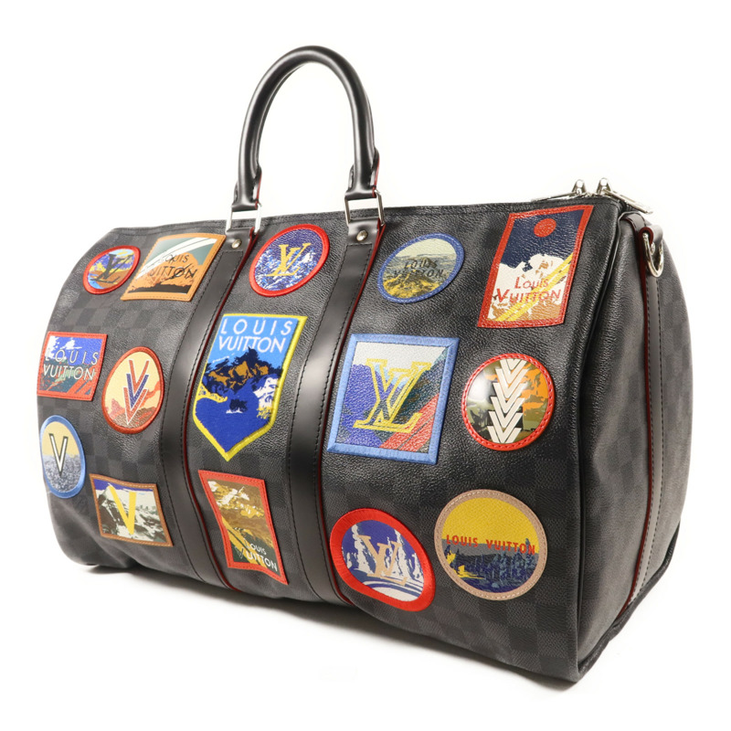LOUIS VUITTON Damier Graphite Alps Keepall Bandouliere 45銀扣手挽肩背兩用袋-2