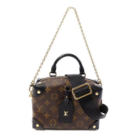 LOUIS VUITTON Monogram Petite Malle Souple金扣手挽肩背兩用袋棕色