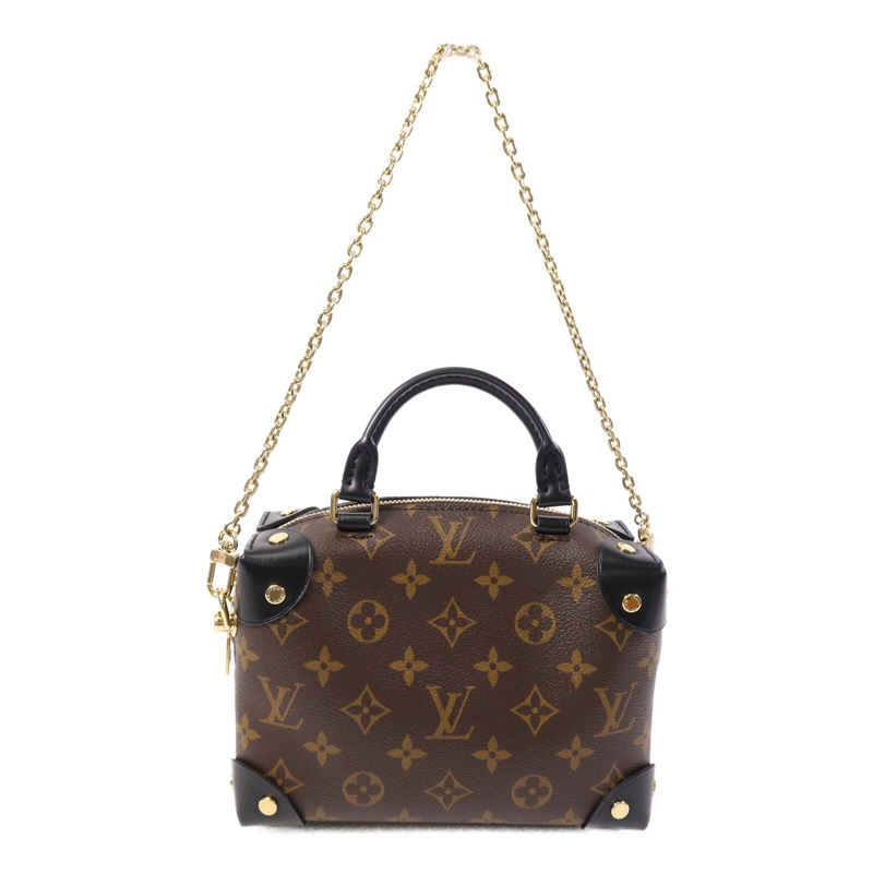 LOUIS VUITTON Monogram Petite Malle Souple金扣手挽肩背兩用袋棕色-1