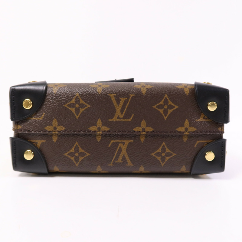 LOUIS VUITTON Monogram Petite Malle Souple金扣手挽肩背兩用袋棕色-3
