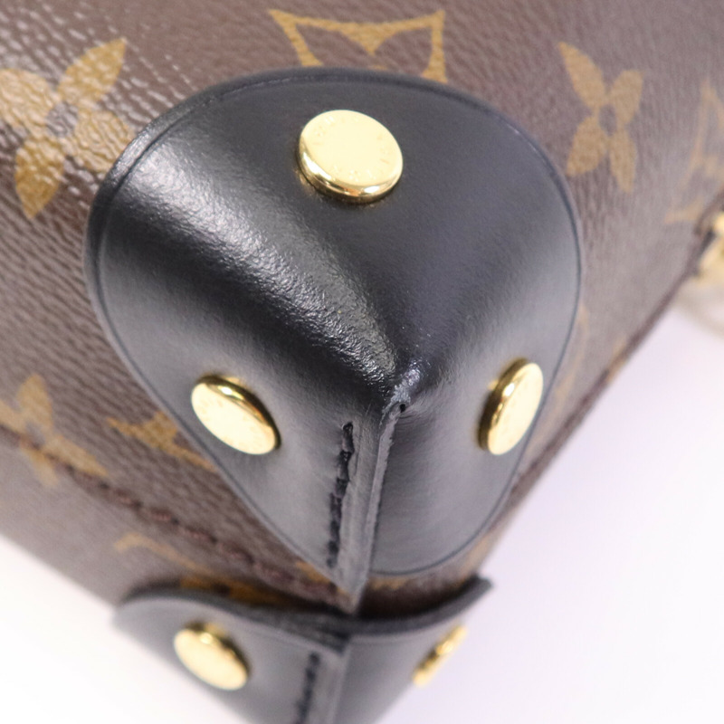 LOUIS VUITTON Monogram Petite Malle Souple金扣手挽肩背兩用袋棕色-4