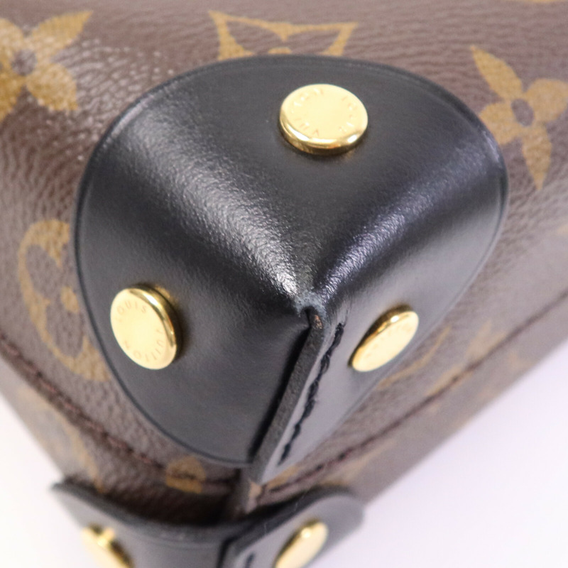 LOUIS VUITTON Monogram Petite Malle Souple金扣手挽肩背兩用袋棕色-5