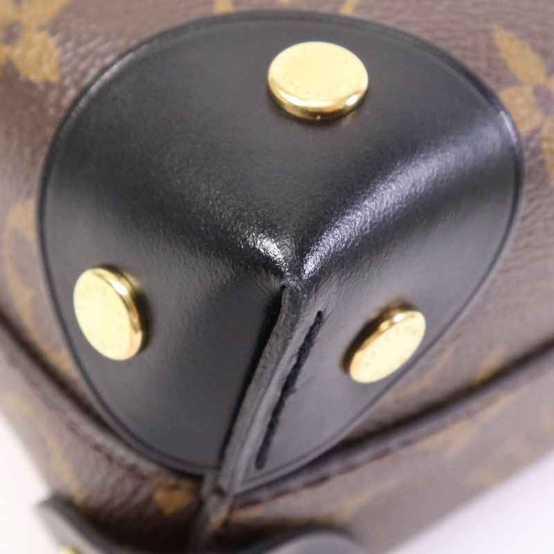 LOUIS VUITTON Monogram Petite Malle Souple金扣手挽肩背兩用袋棕色-7